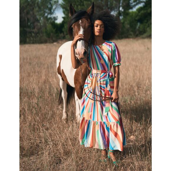 Boden Blouson Crew Neck Maxi Dress – Multi Supernova Print - Picture 5 of 9